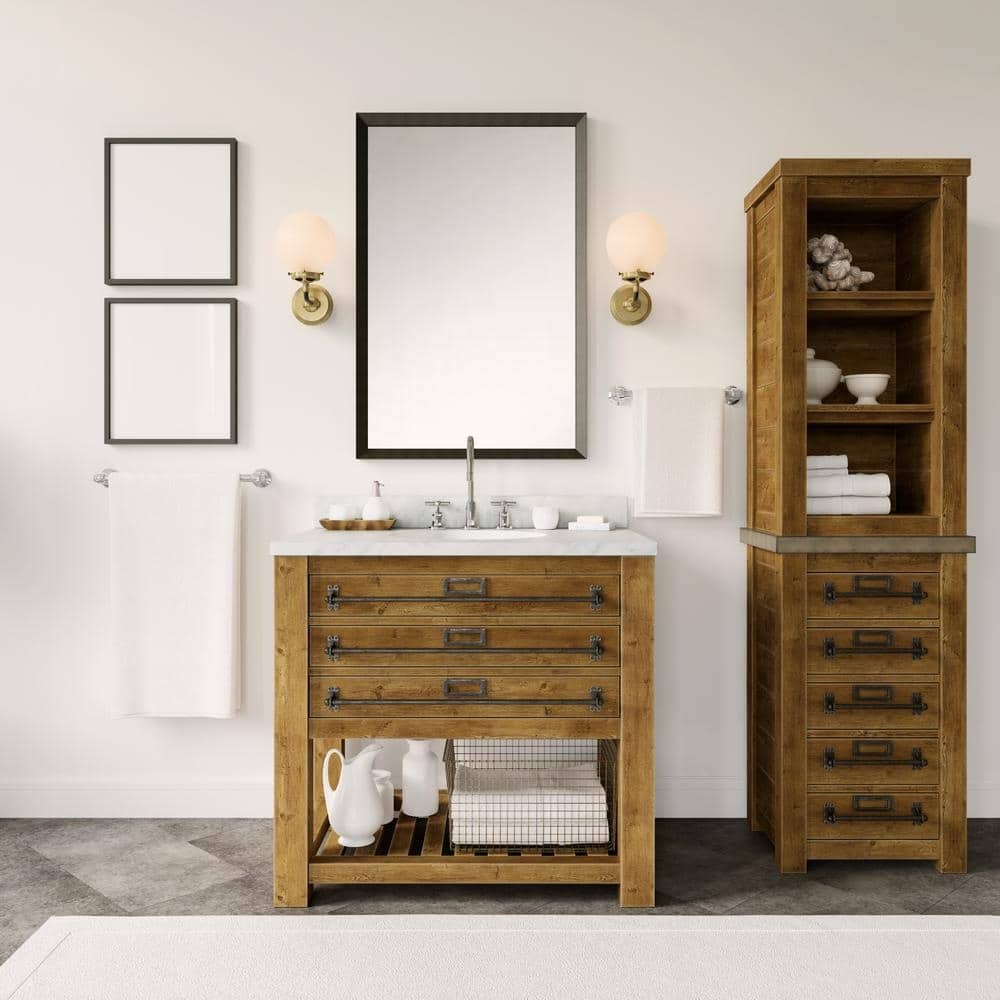 bathroom with rustic cabinet and sink cabinet