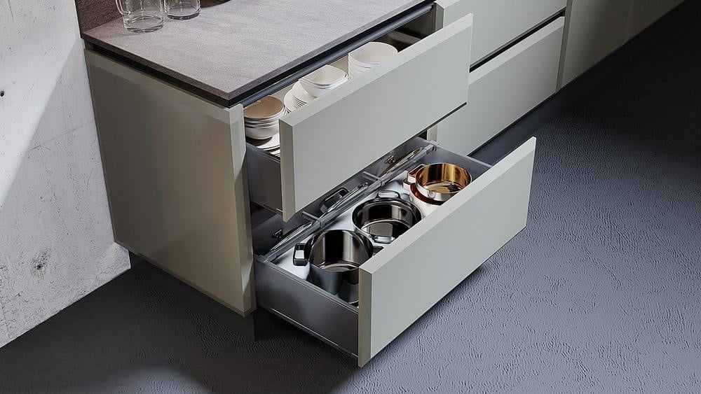 kitchen drawers that are open halfway