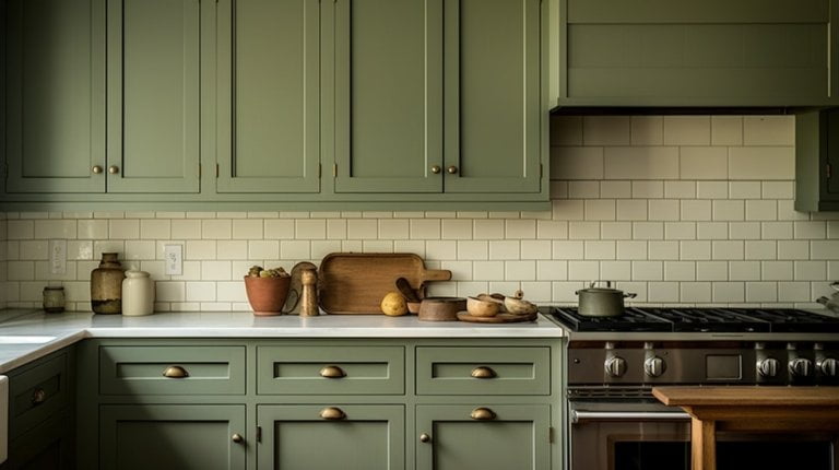 20 Beautiful Olive Green Kitchen Cabinet Ideas