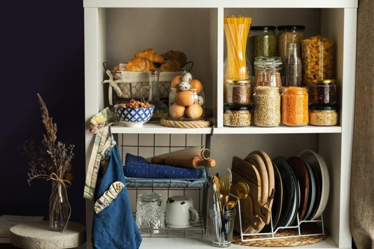 kitchen shelf with uensils